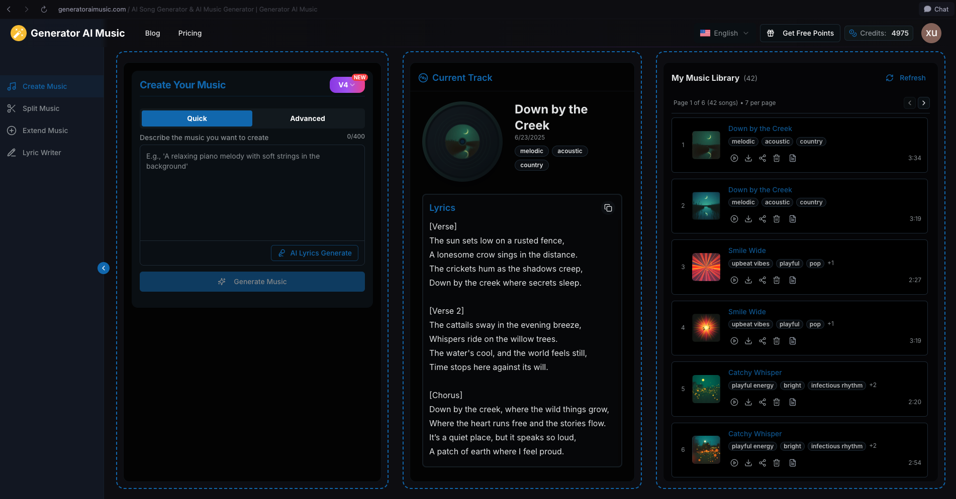 AI Music Generator Interface Preview